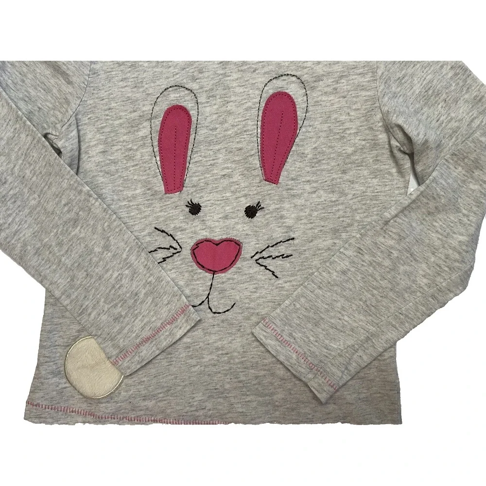 Next Kids Grey Long Sleeve Applique Bunny Face Fuzzy Tail‎ T Shirt Top 3-4 Years